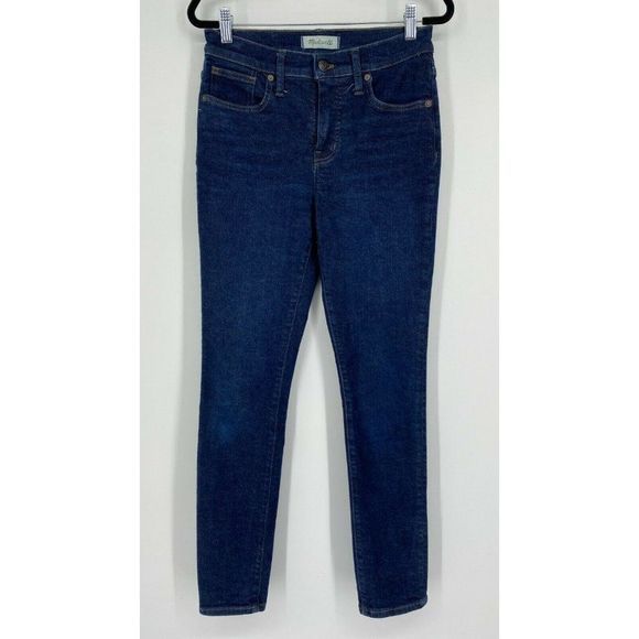 Madewell 9" Mid Rise Skinny Jeans Women's Size 26 Stretch Dark Wash Denim Blue - Picture 1 of 11